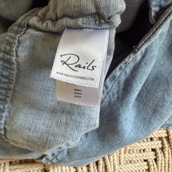 Rails Scarlett Chambray Romper Button Front Women's S - Picture 3 of 5